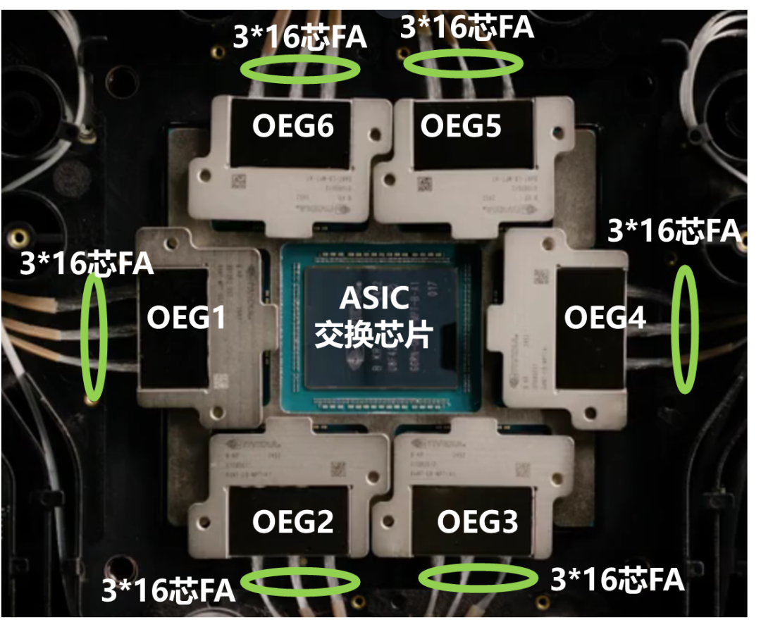 Nvidia Quantum-X Photonics 交换芯片实拍